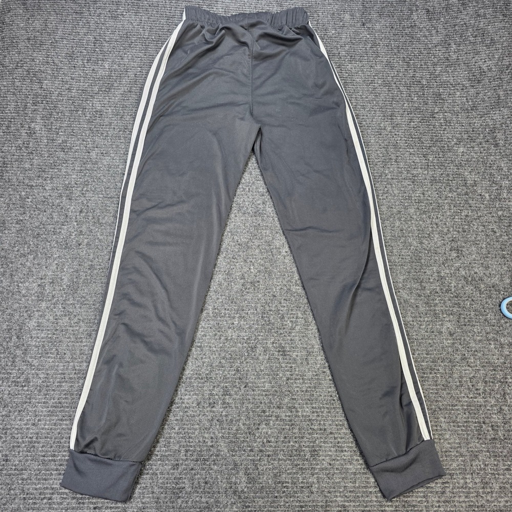 Adidas Track Joggers Pants Girl's Size M Gray 3-Stripe Elastic Waist Drawstring - Picture 2 of 7